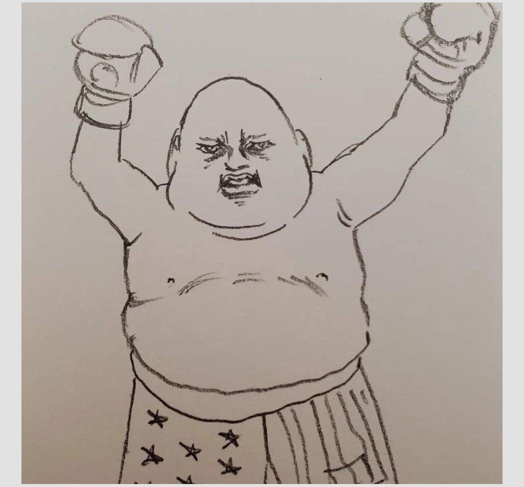 mori_shigemi's tweet image. 昨年描いたフランソワ・ボタ🥊
あと、バタービーンも🥊

学生時代にK-1見てて
ボクシング出身の2人をめっちゃ応援してました🔥
2人とも愛くるしかった…！💓

#FrancoisBotha
#Butterbean
#イラスト