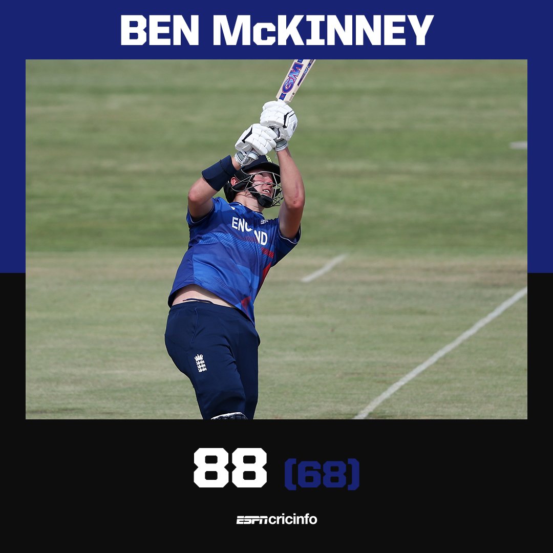 Captain Ben McKinney top-scores with 88 as England chase down 175 against Scotland in 26.2 overs es.pn/491TH68 #SCOvENG #U19WorldCup