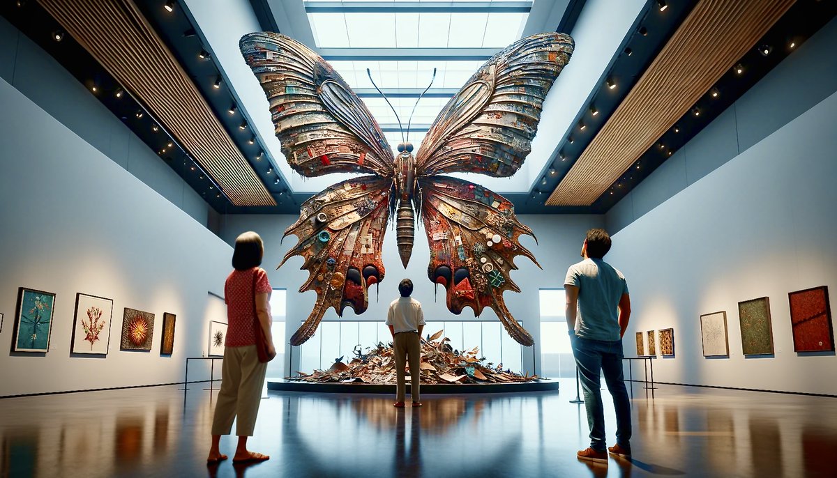OnEarthStudio's tweet photo. BUTTERFLY EFFECT - DALL•E
#Dalle #Dalle3 #Dalle3Art #AI #AIArt #AICreated #AIGenerated #DigitalArtWork #CreativeAI #AIArtWork #AIArtCommunity #AIArtGallery #Earth #EarthLove #Gallery #ModernArt #Butterfly #Pollution #Waste #Consumption #EcoSensitivity #ButterflyEffect https://t.co/sxqvFZhKc0