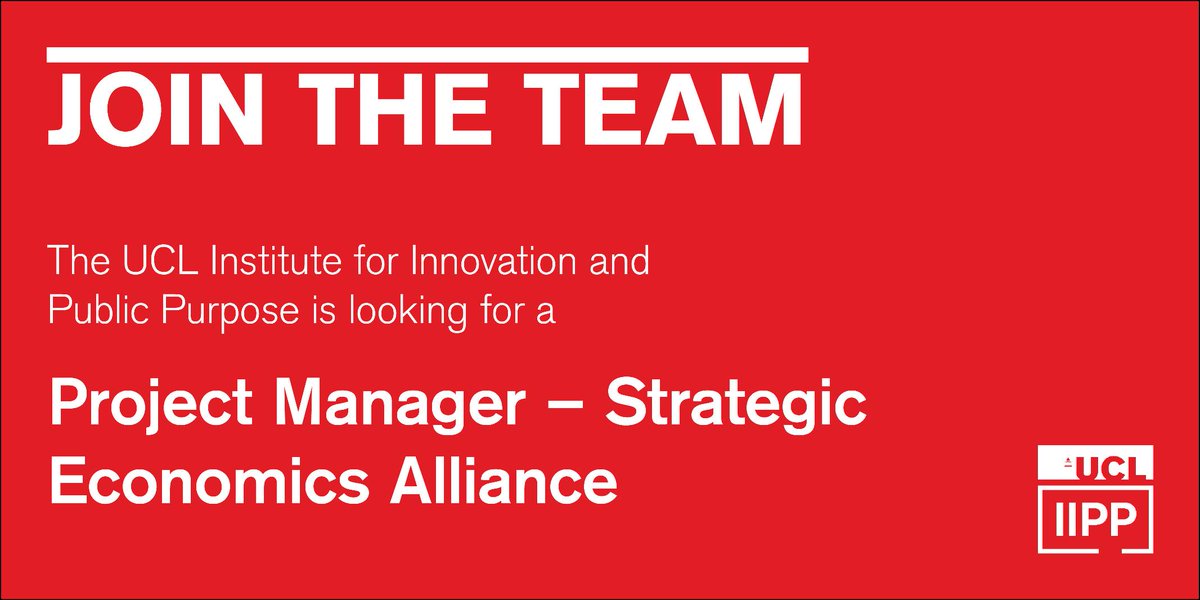 New job opportunity! 🚀 We're looking for a Project Manager to help launch the new Strategic Economics Alliance to connect academics challenging mainstream economics & government leaders transitioning to inclusive & sustainable economies. Details here ➡️ ucl.ac.uk/work-at-ucl/se…