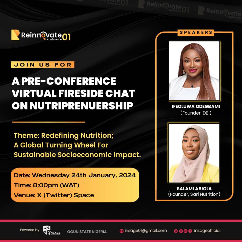 insageofficial's tweet photo. Nutriprenuership is a testament to the transformative power of combining entrepreneurial ingenuity with a passion for improving nutritional outcomes.

Check the fliers for more details ☝️ https://t.co/h9xEH53ZIS
