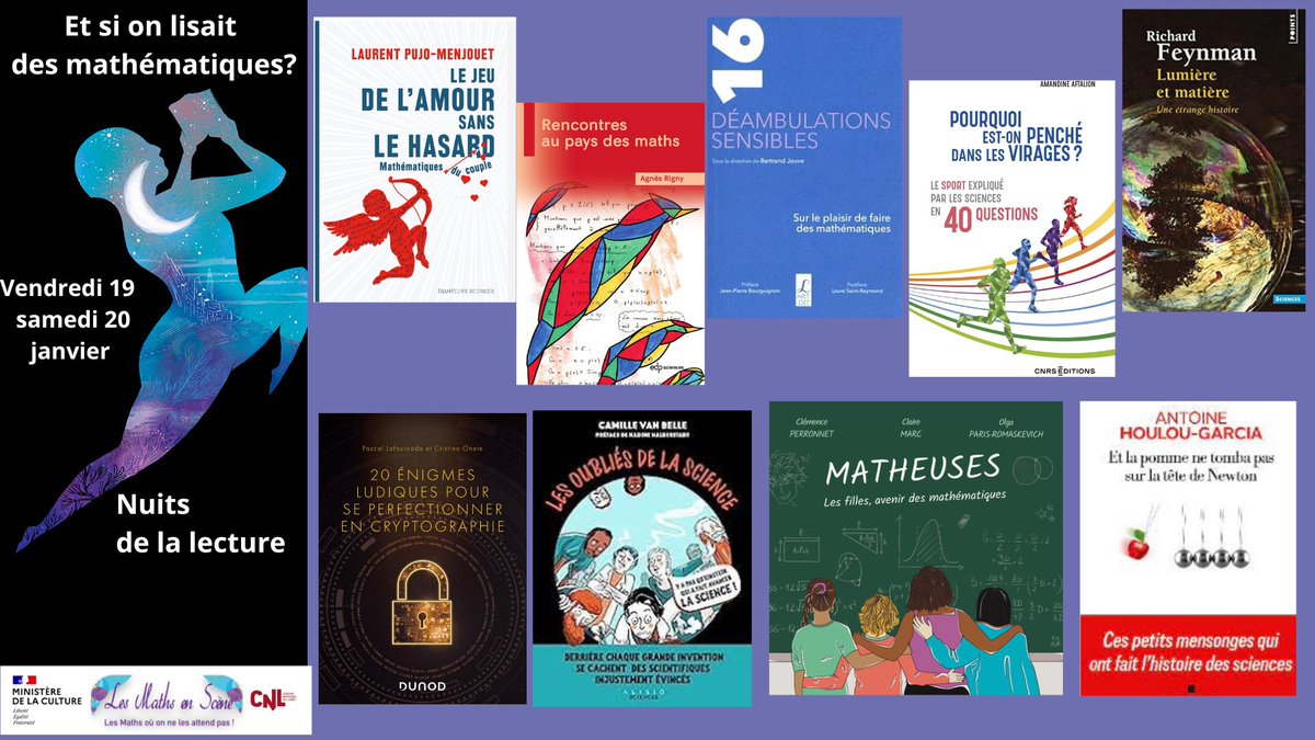 Mathalors's tweet photo. #NuitDeLaLecture Une belle réussite le #19janvier
#Programme soirée spécial #Autrices #mathematiciennes et si on lisait des #mathématiques #20janvier de 18h à 20h30
↪️ https://t.co/UUCwZCWA15 https://t.co/ycBuDpMD5h
