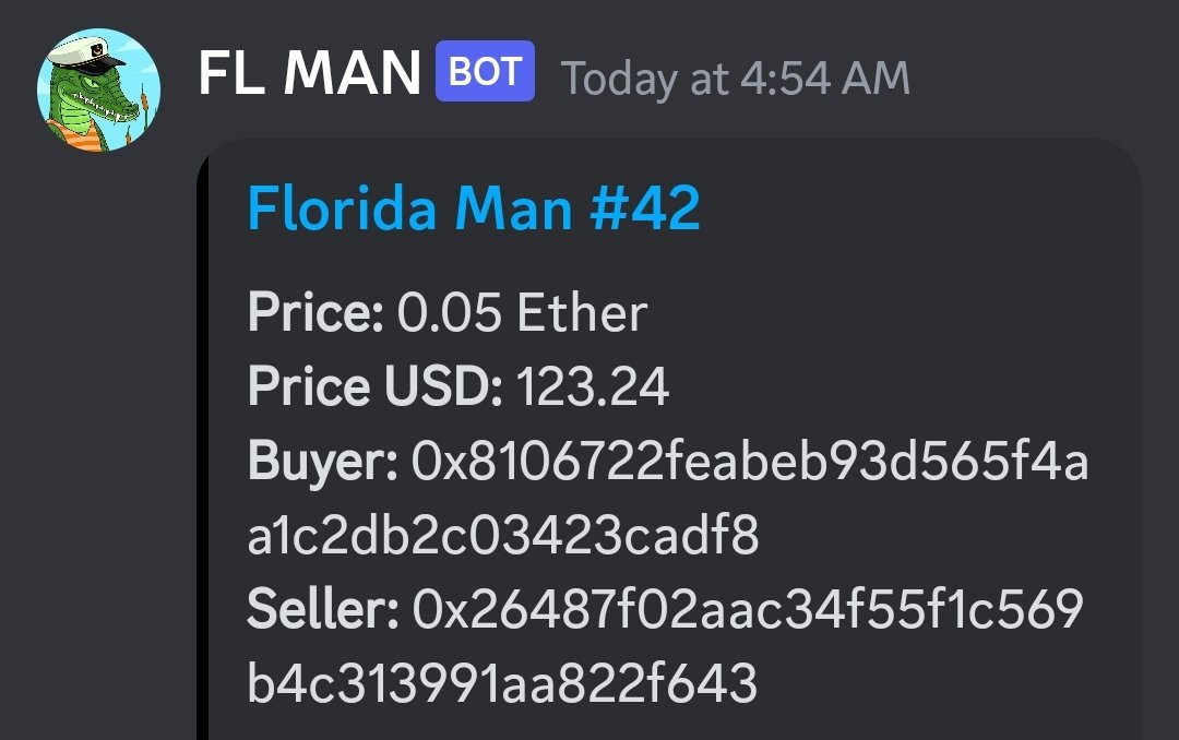 FlmanSales's tweet photo. 🚀  @FLmanNFTs #42
487 SOLD FOR .05 $ETH 📈 

It's #SimpleSaturdays here at  #FloridaMan 

🚨 WHO'S NEXT? 👇 🆓 https://t.co/t6vZ64Hm5m