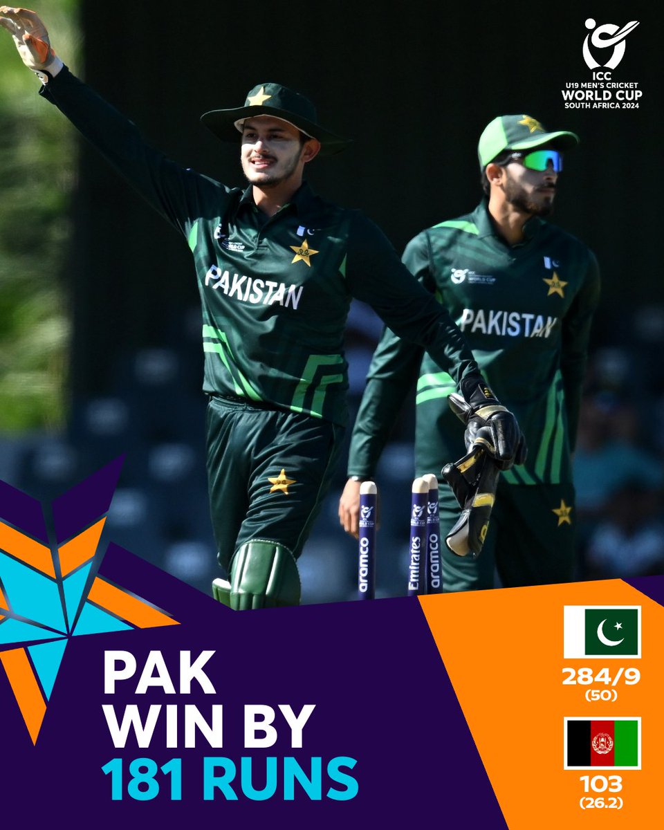 Pakistan pacers sizzle in East London to produce an emphatic win for their side 💪

#U19WorldCup #PAKvAFG