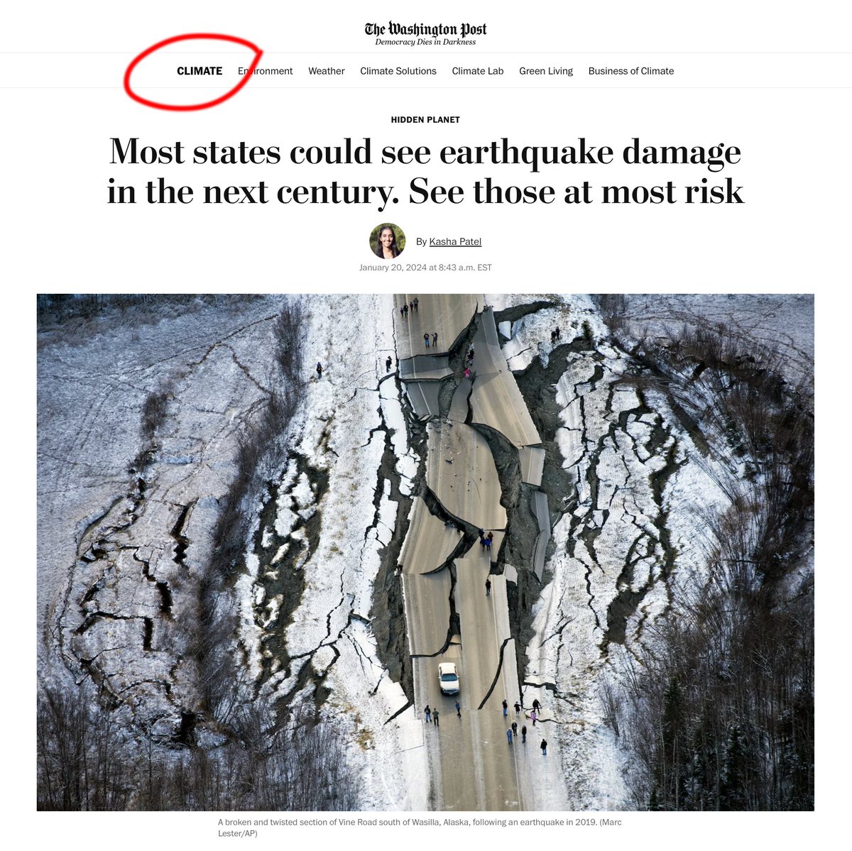 At the fake news WaPo, earthquakes are filed under 'climate.' washingtonpost.com/climate-enviro…