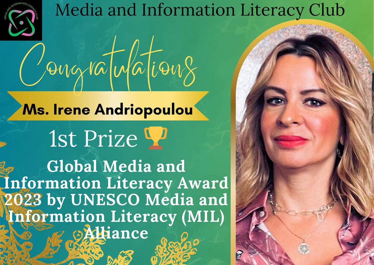 Thank you <a href="/UNESCO/">UNESCO 🏛️ #Education #Sciences #Culture 🇺🇳</a> Media &amp; Information Literacy Alliance for the great honour! Forever indebted to ride this incredible 20ys journey with the #MIL community! 🙏