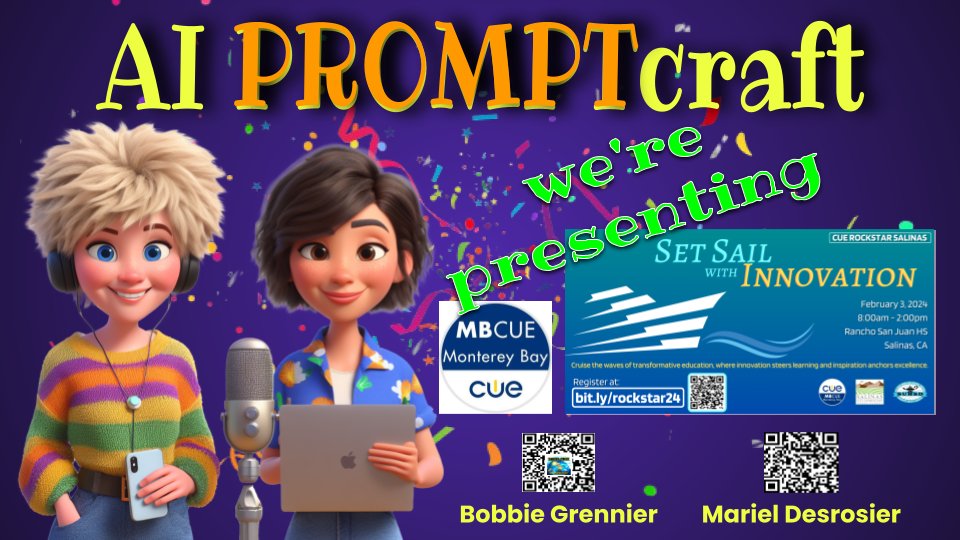 We're presenting! #MBCUE #WeAreCUE bit.ly/rockstar24 🔥 @JoeMarquez70 @Dietrichucation @mrshowell24 @StephSumarna @jborgen @EdtechPVUSD @MsMagiera @mbcue @cueinc @Mrs_Desrosier #setsail24 @PajaroValleyUSD