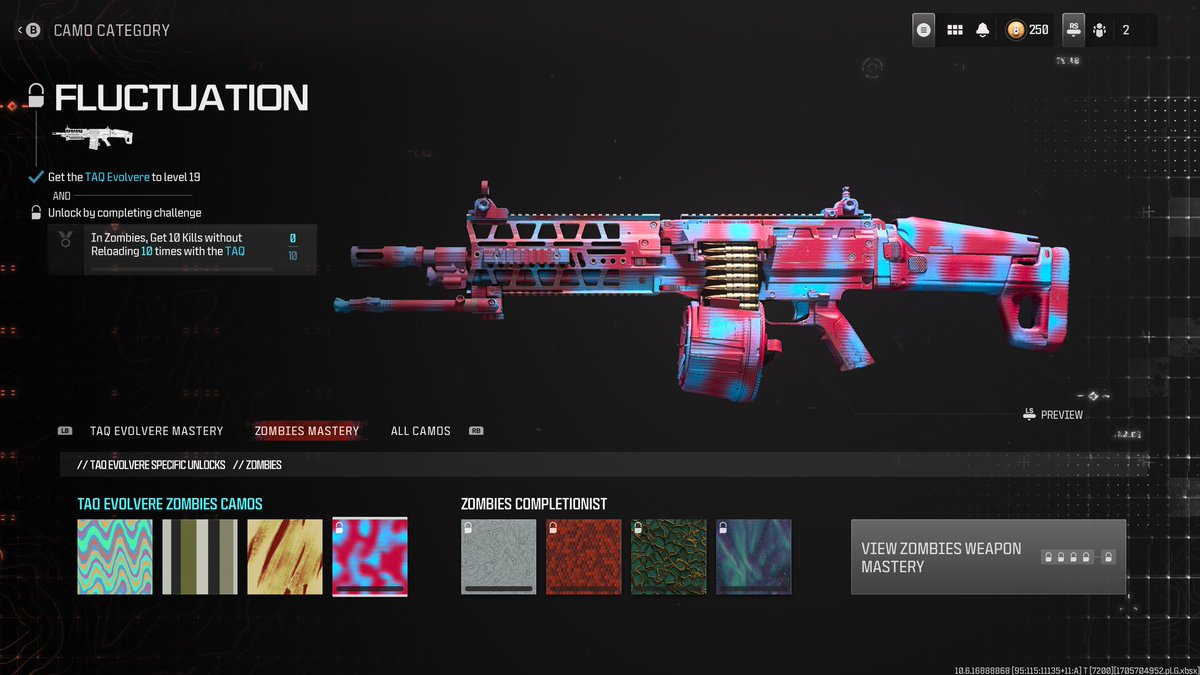 SoSerioussss's tweet photo. @Treyarch getting no progress towards the fluctuation zombie camo for the taq evolvere. https://t.co/ARRNOOrZY4