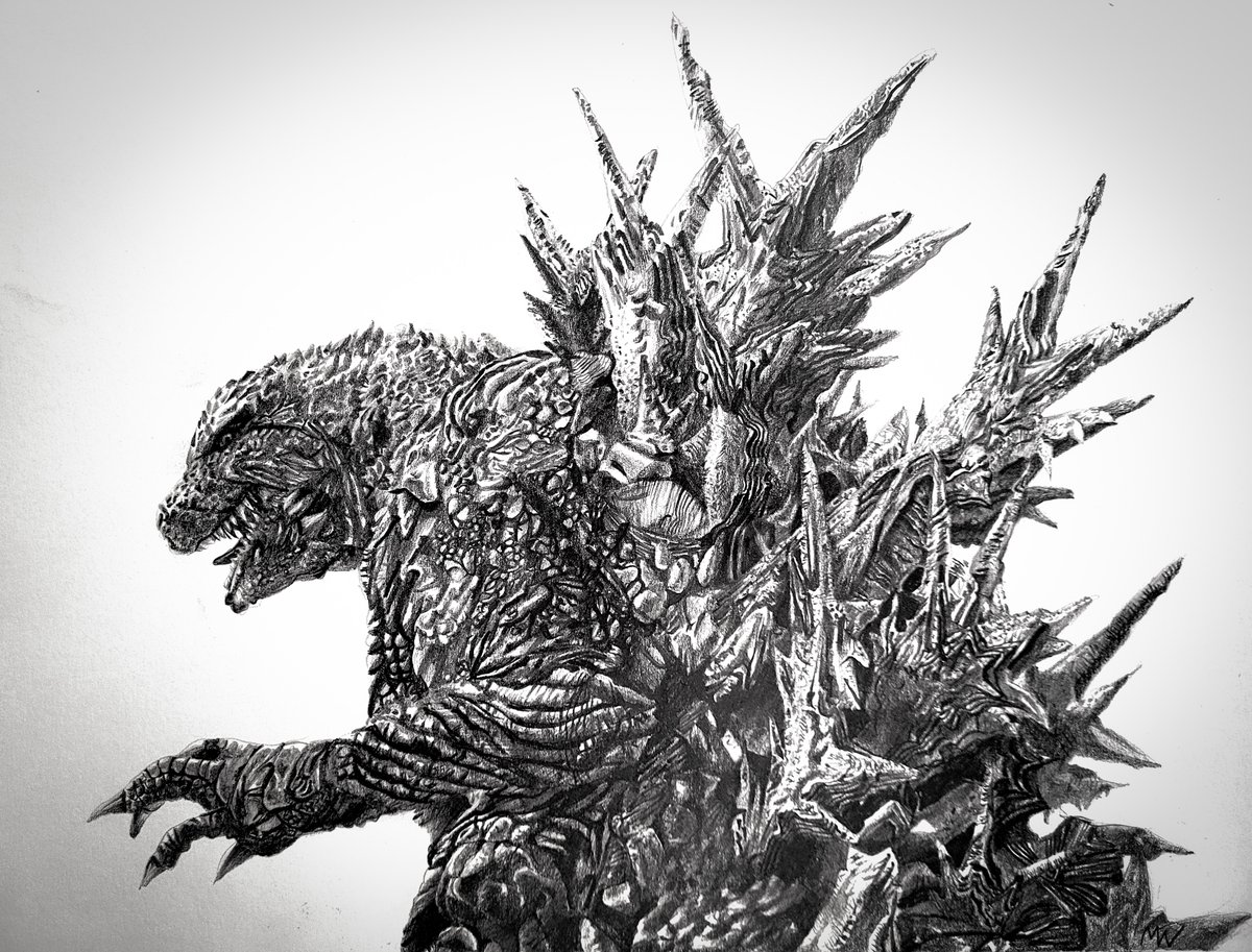 mattwart1's tweet photo. My pencil drawing of Godzilla from Godzilla: Minus One #GodzillaMinusOne #godzilla #art #fanart #Pencildrawing #artwork https://t.co/lu2wN98UVf
