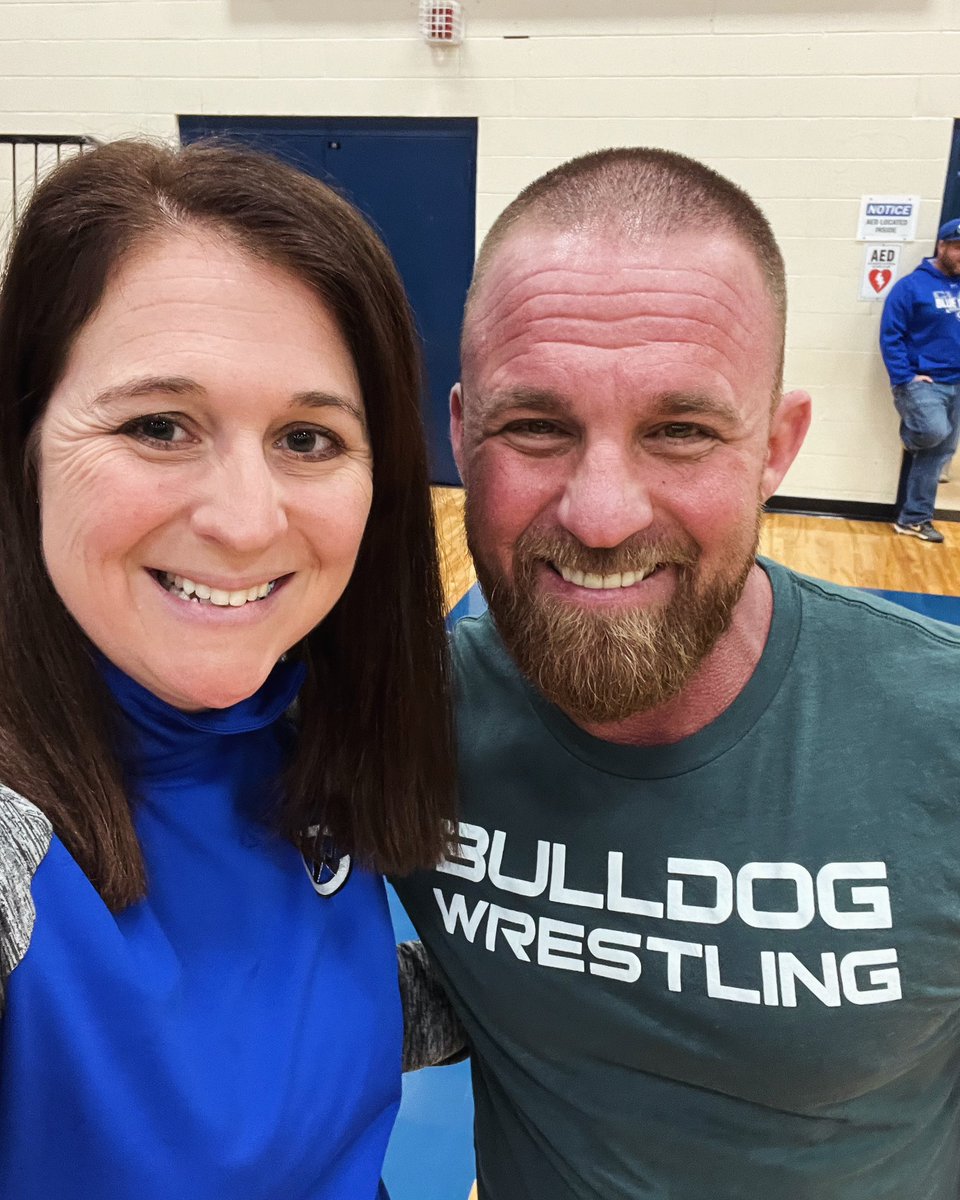 Today Clay High hosted FPC (my alma mater) for a Wrestling Dual Meet. It was fun to see my friend and Principal of FPC Bobby Bossardet! Love that we both lead awesome schools! Keep doing great things for FPC, Bobby! You Rock! Go Bulldogs! 💚 Go Blue Devils! 💙 @BBoss12345