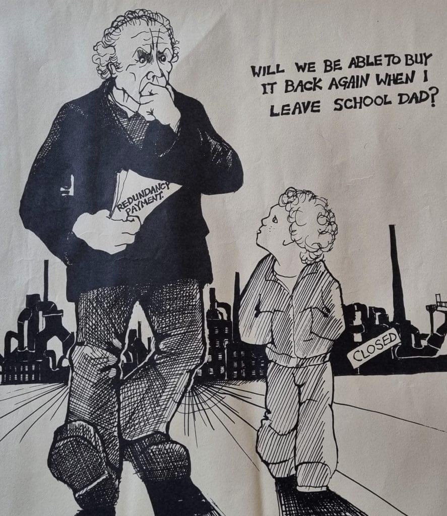 The passing of political cartoonist Alan Hardman coincided with yesterday’s news about #PortTalbot. 

This cartoon is as as relevant today as it was when it was published. 

#Nationalisation is essential to protect #UKsteel, to secure the jobs today, and for generations to come.