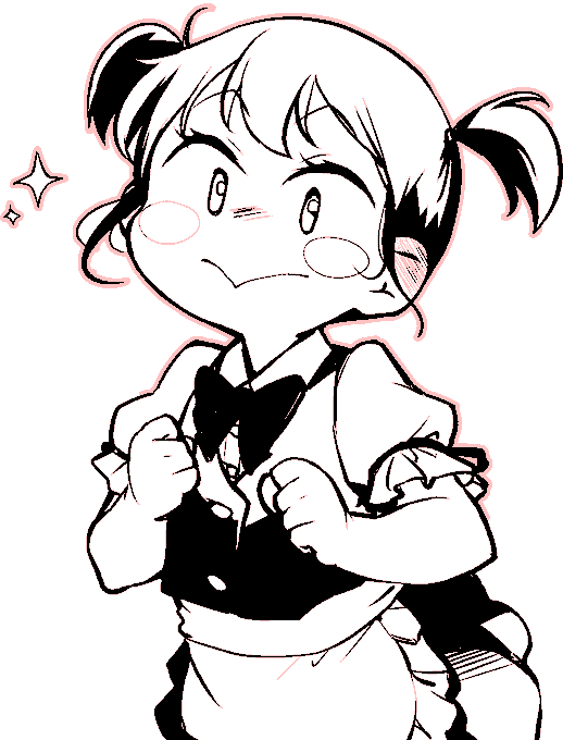 これは可愛く描けたけど画面端と手前の物でほぼほぼ消える運命の絵 