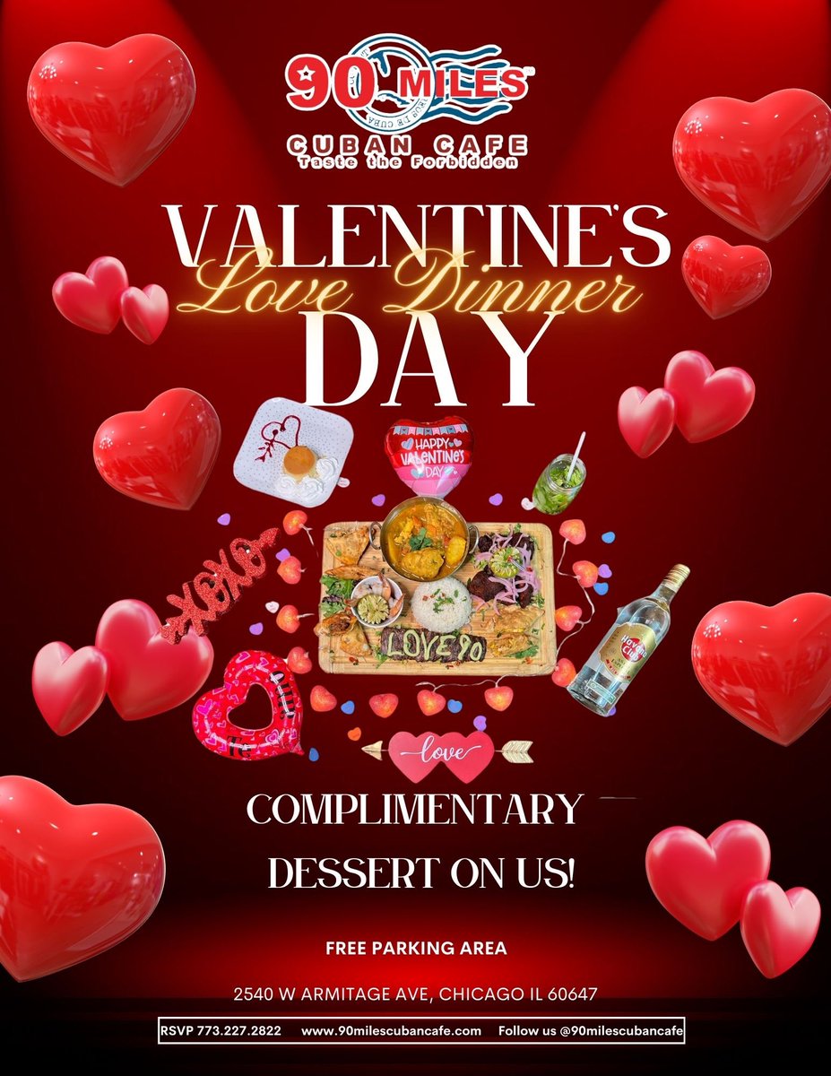 90MilesChicago's tweet photo. For Valentine’s Day take your significant other to #Cuba!
Romanticize them with an authentic homemade Cuban dinner!
The perfect Dine in spot in Chicago!
More info: https://t.co/oAhnJd7fWP
☎️ Logan Square: 773.227.2822
#chicago #cuba #cuban #restaurant #chicagofood #chicagofoodie https://t.co/k4gd0SzssR