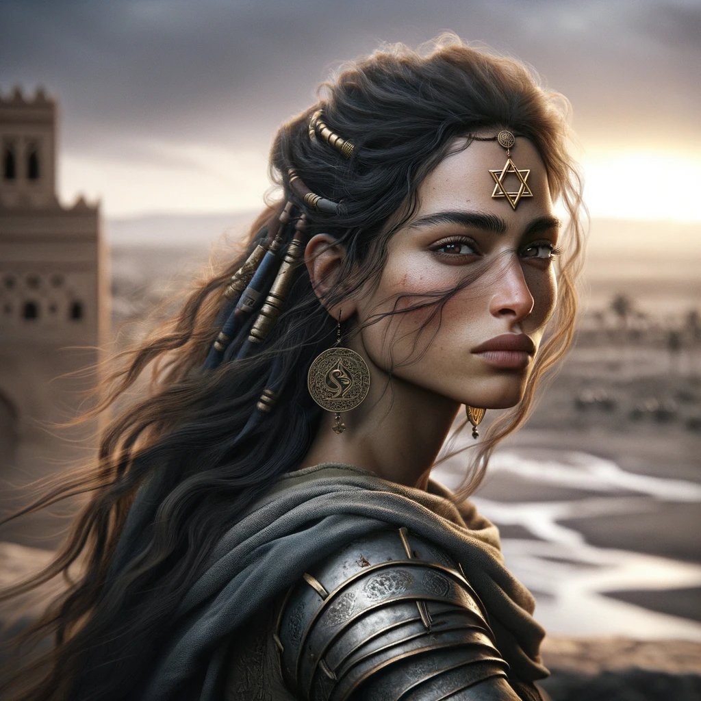 DALL-E 3 helped me generate a photorealistic picture of Al Kahina, the 7th century Warrior Queen of the Berbers.