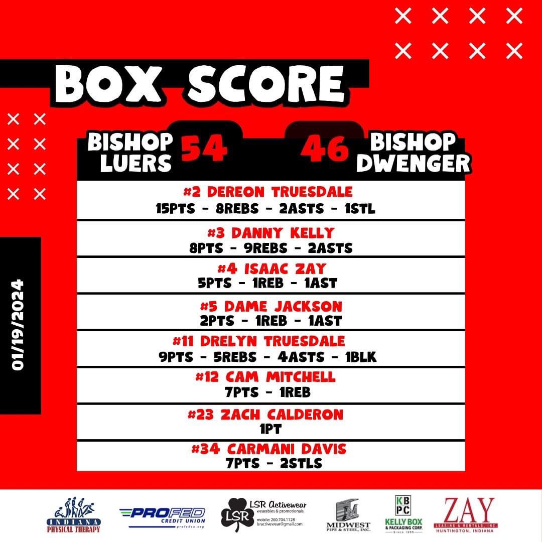 Some stats from last night’s 54-46 W over Dwenger #LuersSpirit