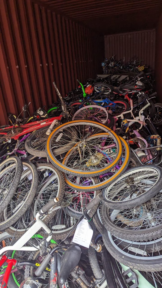 HandsCycling's tweet photo. Our  partner, Red Hoek Cycles in  Mohaleshoek,  got a shipment of 120 bikes from the USA. Some have already donated to St Camillus child care center to teach kids cyclin. Part of the bikes will be sold to fund local charities, and the rest donated to local youth. https://t.co/LW5Ts7Rhlz