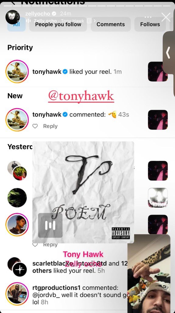 You know you made it as an artist when Tony Hawk shows love 😭