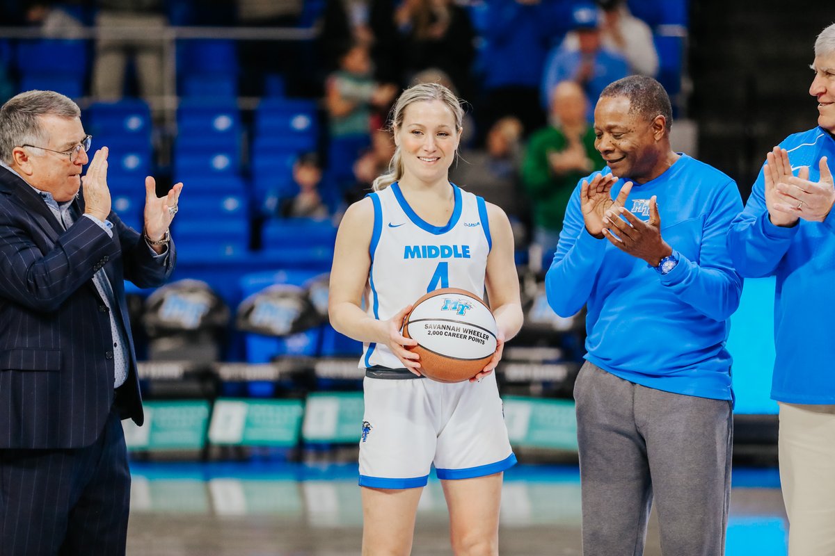 MT_WBB's tweet photo. Celebrating 2,000 career points for @savwheeler4 👏

#BLUEnited | #TrueBlue https://t.co/vXrjGbVABw