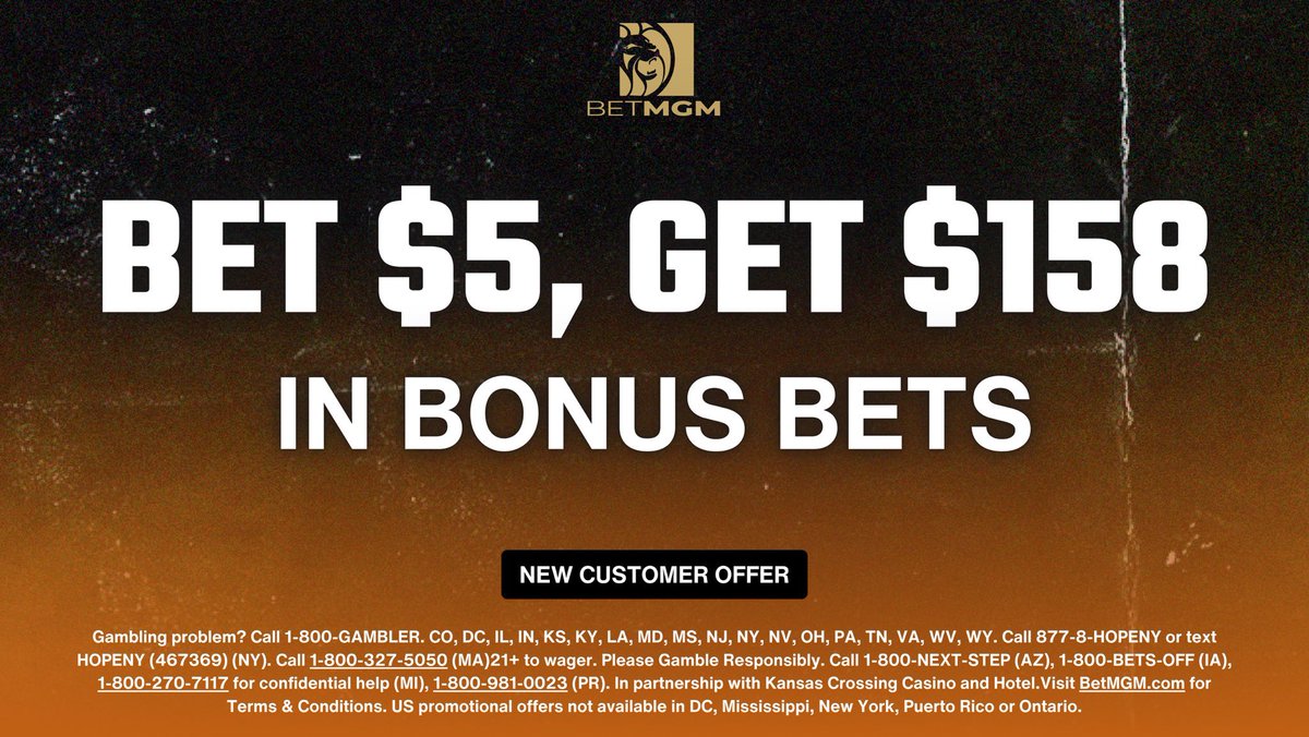 CodyBrownBets's tweet photo. This offer is as straight forward as it sounds and it’s great to see so many of you cashing in on it.

🎁 Bet $5, Get $158 Bonus Bets
👉🏼 Claim here: https://t.co/BN2mlRKs0V

If you haven’t already, hit the link to join BetMGM and smash this offer.

21+, gamble responsibly. https://t.co/8hduDyUqjQ