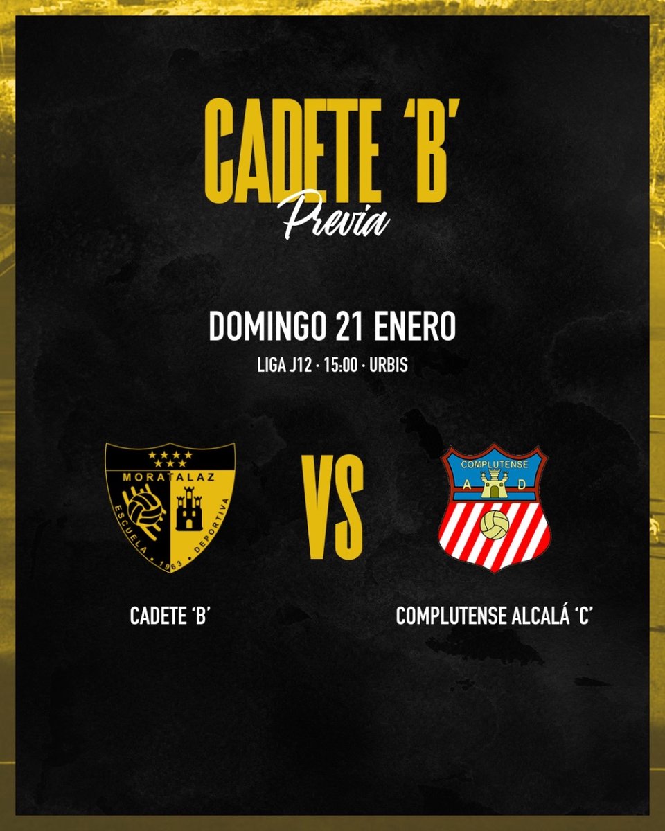 Duelo para el Cadete «B» 🙌🏽🤩

Este domingo a las 15:00 horas en el Urbis

i.mtr.cool/hvqtqfffyp

#vamosmorata