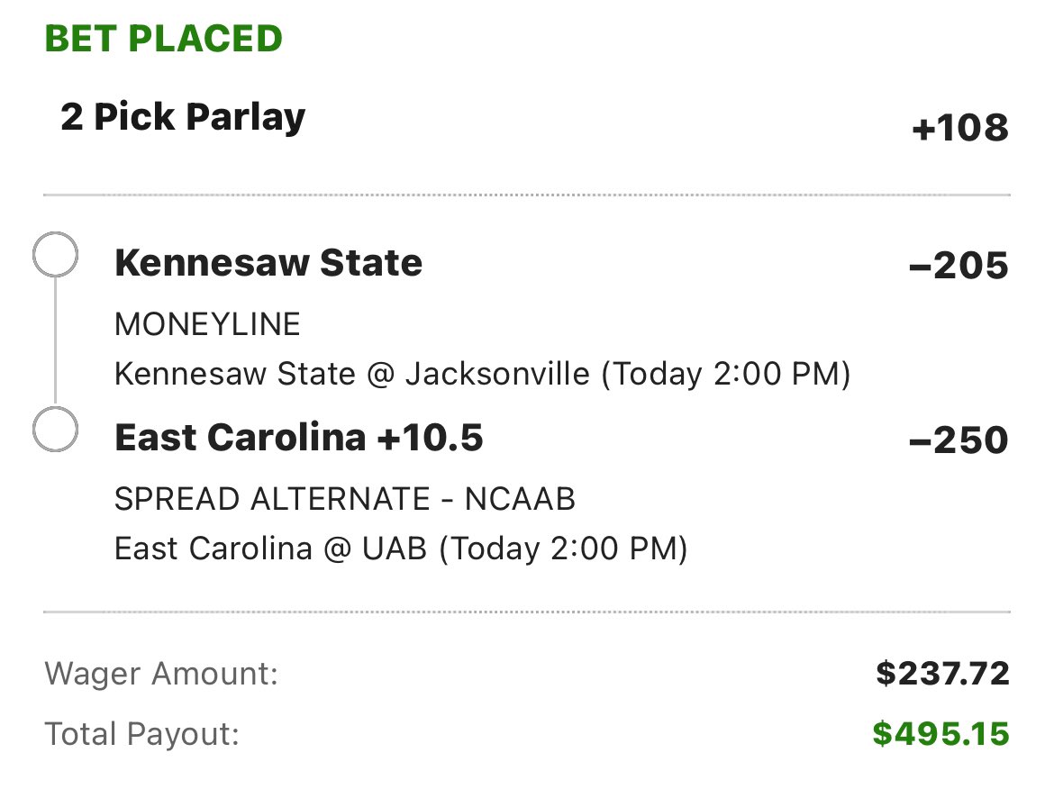 2nd bet - ladder challenge

$237.72 to win $495.15 

#bettingx #gamblingx #bettingtwitter #GamblingTwitter #ladderchallenge