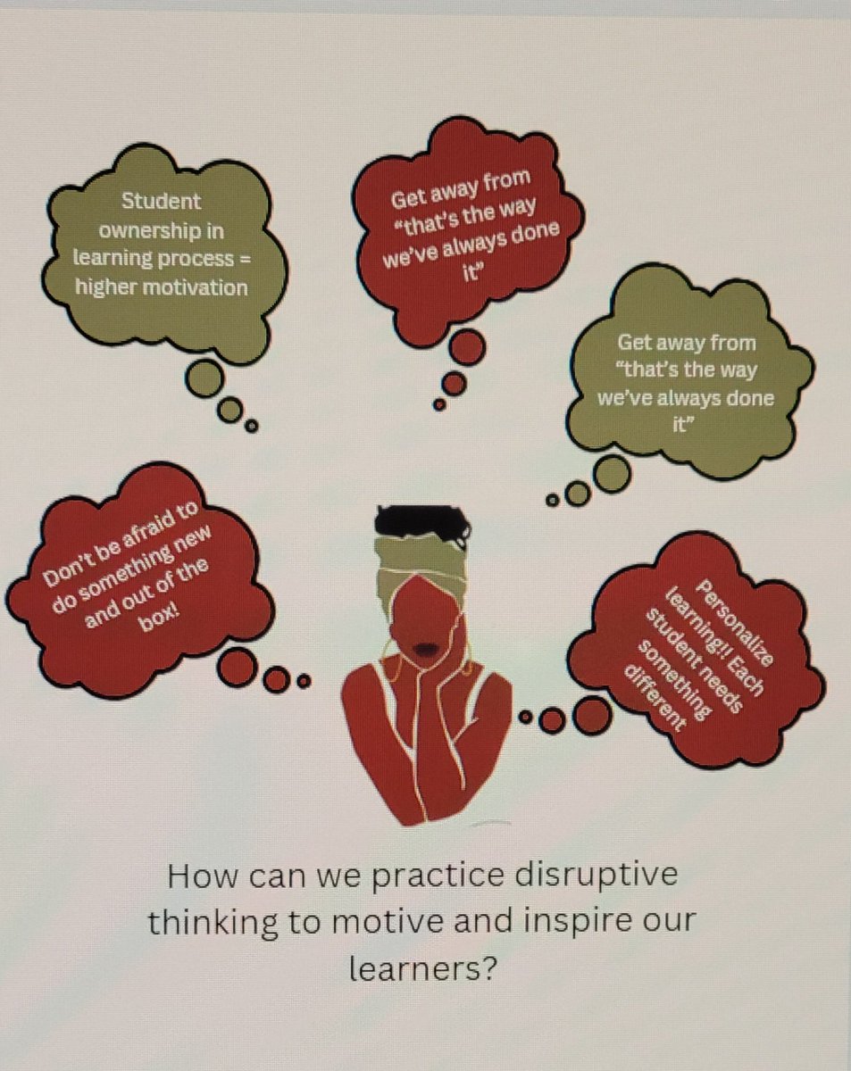 BrittneyMHenry's tweet photo. Thank you @katiemartinedu &amp; @e_sheninger for your inspiring podcast on Disruptive Thinking in our Classroom. These were just a few of my thoughts after listening. #Personlizedlearning
#MUEdD #MUSOE #EdDstudent @DrGeorge_MU https://t.co/UaDXfl59US