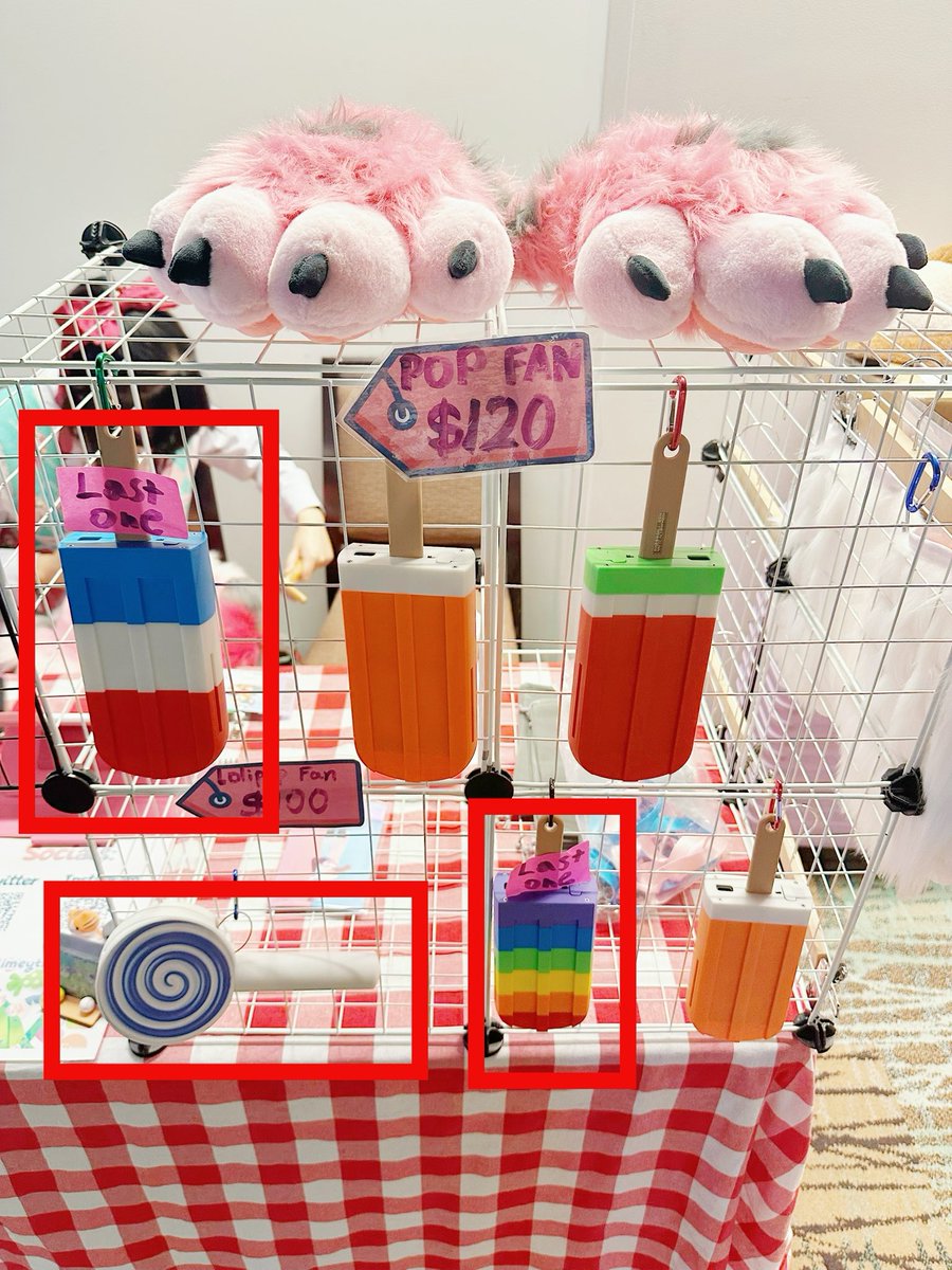 lockthemonkey's tweet photo. Day 2 @limeythecheetah ‘s artist alley table @Anthro_NE !! 🎨🪑We only have 1 bomb pop, rainbow pop and lollipop left! 🍦🍭 Come and be the last person to get one!
#fursuitaccessories #fursuitfan #fursuittech https://t.co/VdMsqOrwMd