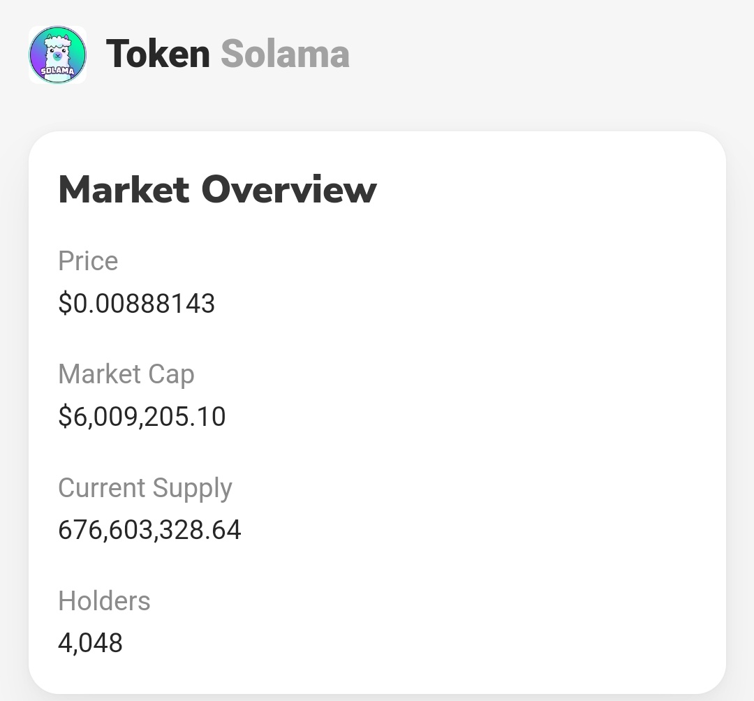 SolamaSPL's tweet photo. 🎉 SOLAMA 🦙 now has 4K+ holders! 🚀 Thank you for your support, and more to join soon! 🌐 #SOLAMA #Crypto #Solana #SOL https://t.co/iyD3WX2IFJ