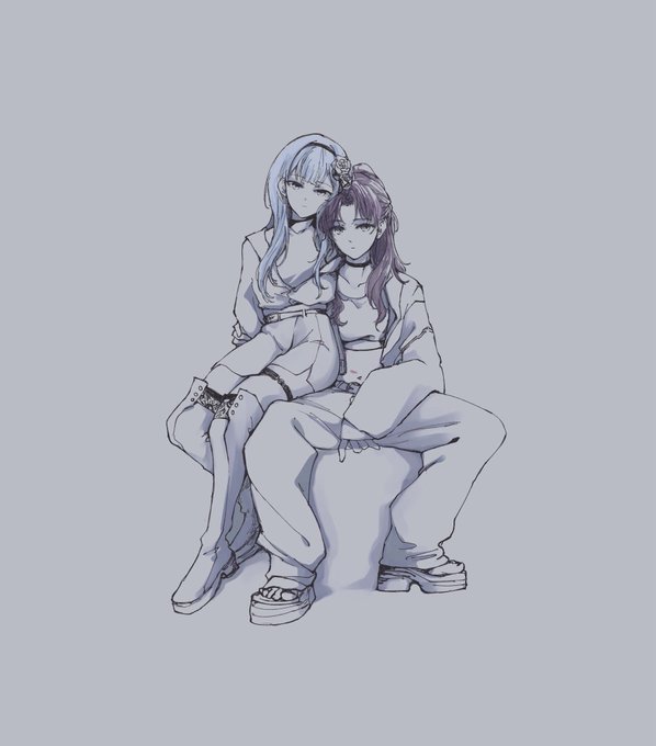 「2girls sitting on lap」 illustration images(Latest)