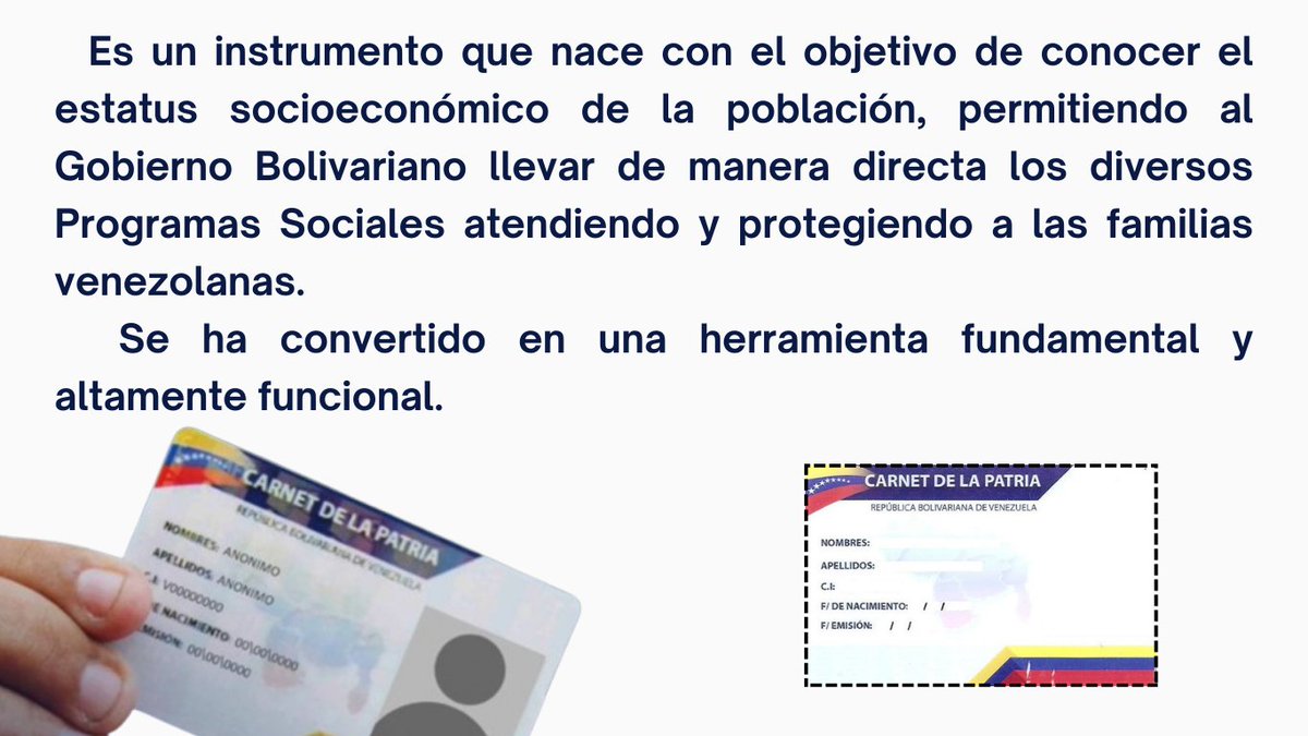 <a href="/MSVYaracuy/">Movimiento Somos Venezuela Yaracuy</a> y Sistema de Misiones y Grandes Misiones celebra junto a nuestro Pdte <a href="/nicolasmaduro/">Nicolás Maduro</a> y al Pueblo Venezolano, 7 años del Carnet de la Patria, un instrumento que se ha convertido en una herramienta fundamental, exitosa, altamente funcional.
#TerritorioSoberanoYSeguro