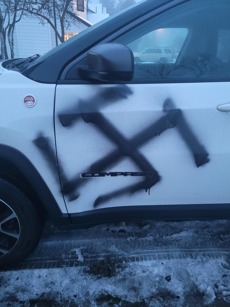 BlondeBigot11's tweet photo. My vehicle was vandalized last night. 

Does anyone know how to remove this? https://t.co/U8FlqdxHMJ