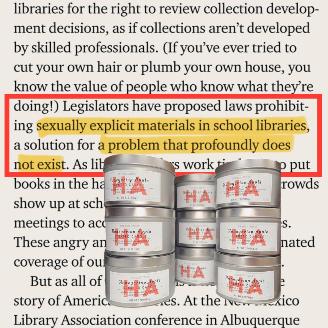 SexHarassed's tweet image. Emily Drabinski (@ALALibrary President) writes:

“s[]xually explicit materials in school #libraries [are] a problem that profoundly does not exist.”

As @ConceptualJames always says, Marxists always lie, and in this case, “profoundly.”

#LibLearnX24 #parenting #moms #dads