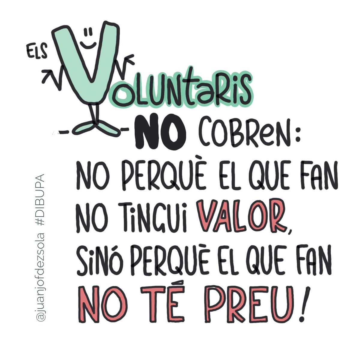 “Els voluntaris no cobren, però no perquè el que fan no tingui valor, sinó perquè el que fan no té preu”

Us heu fixat que darrera de coses molt xules sempre hi ha una associació i molta gent voluntària?🤗

#visualthinking #DIBUPA #AFA