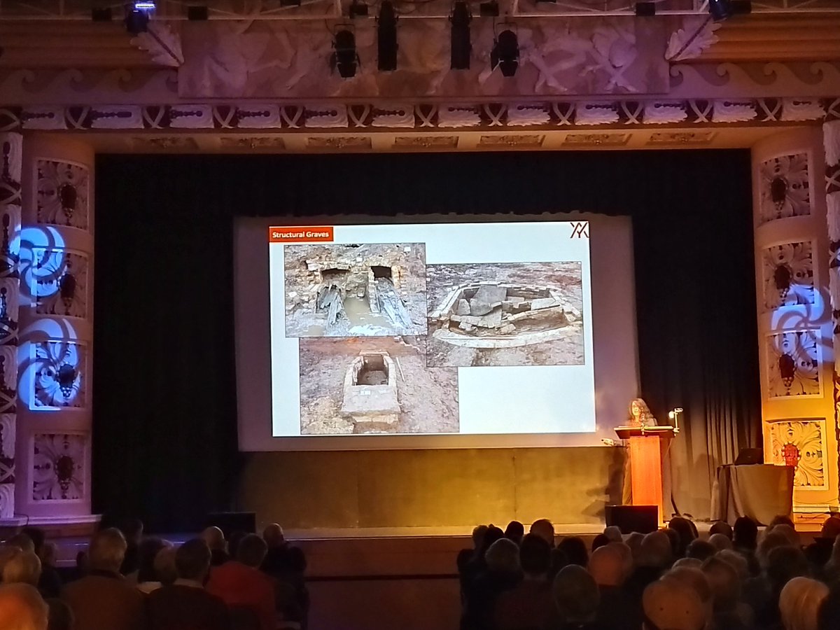 enricharch's tweet photo. @YArchaeology must like Derbyshire with another presentation. @Nott_Osteophile and Carina presenting work on the dissenter chapel and cemetery in Agard Street in #Derby. Close to the Golden Eagle pub frequented occasionally in our youth. All this hidden under your feet! #DAD24 https://t.co/pkeeKqHJFe
