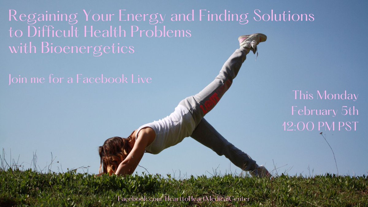 DrShiroko's tweet image. Are you looking for solutions to #regainyourenergy and tackle your #healthproblems? Join me at Facebook.com/HearttoHeartMe… for a FB Live this Mon., Jan. 22nd, 12PM PST. I will talk about Regaining Your Energy and #FindingSolutions to #DifficultHealthProblems with #Bioenergetics.