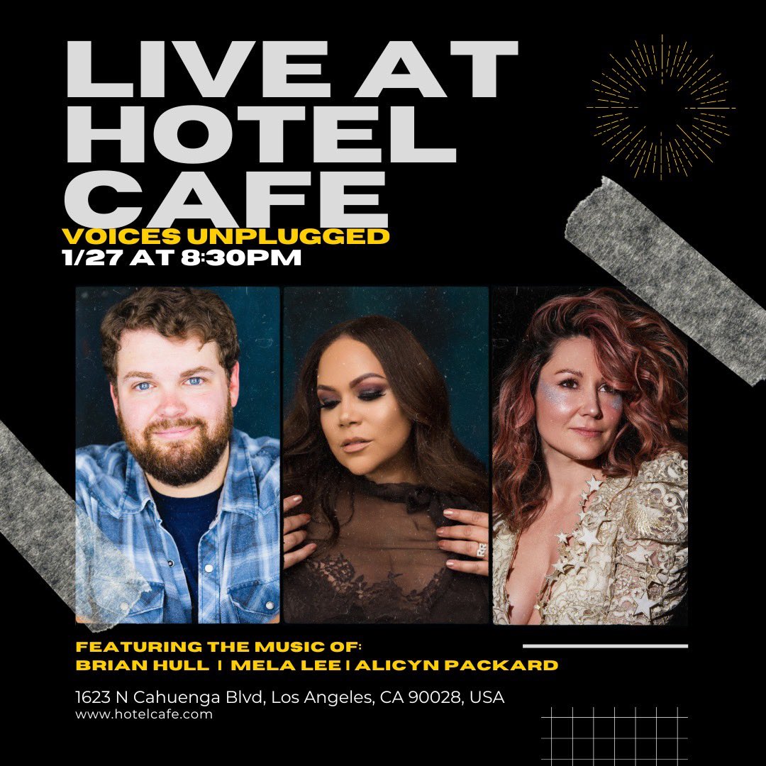 Hey y’all! Next week I’ll be performing live at Hotel Cafe in Hollywood! Y’all can hear some of my impression song covers live!! And you can hear the amazingly talented Alicyn Packard and Mela Lee! Doors open at 8:30 show at 9. Get your tickets here hotelcafe.com/tickets/?s=eve…