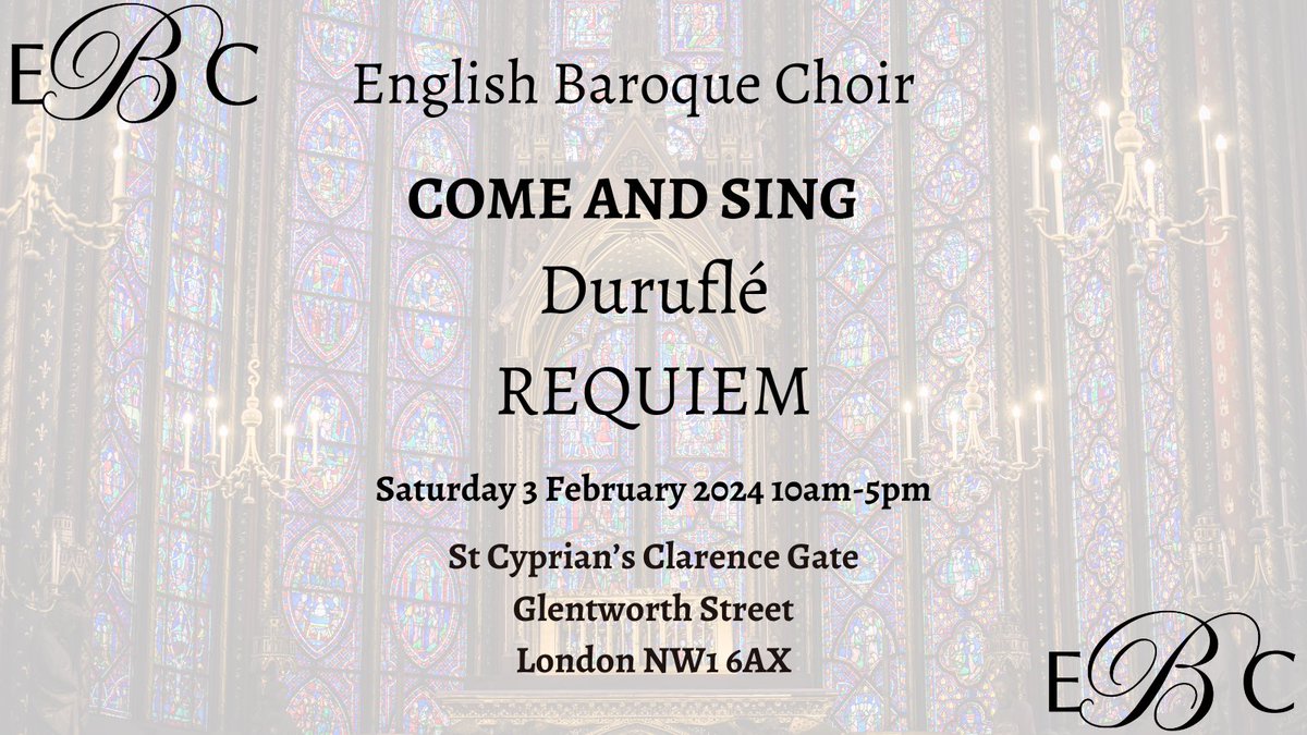 Come and join our Singing Day in a couple of weeks exploring Duruflé’s Requiem. Ticket link. wegottickets.com/EnglishBaroque…