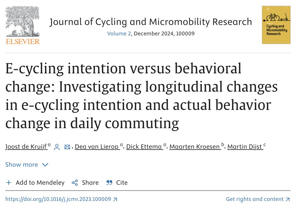 Another study shows that e-bike incentives spur more biking: In NED: 'The incentive program has a positive impact on participants’ [cycling habits].' '2/3 of the participants actually use the e-bike as much as they intended at the start of the program.' doi.org/10.1016/j.jcmr…