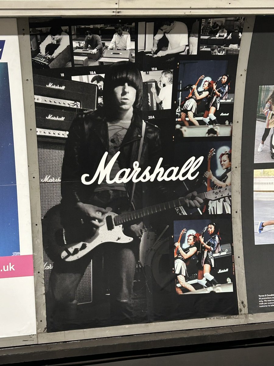 Carolyn_on_X's tweet photo. A nice surprise to see a HUGE Johnny Ramone all over the tube in London! 
#Ramones https://t.co/wDSfNVW2En