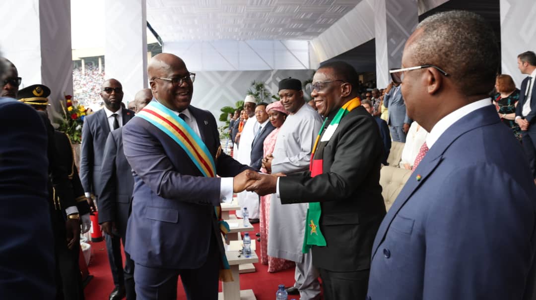 edmnangagwa's tweet photo. Today I attended the Inauguration  ceremony of the  DRC President Felix Antoine Tshisekedi Tshilombo at the Martyus Stadium in Kinshasa.

Zimbabwe remains a true and consistent friend of the Congo, itself a valued member of the SADC family. https://t.co/2WPU05Lvht