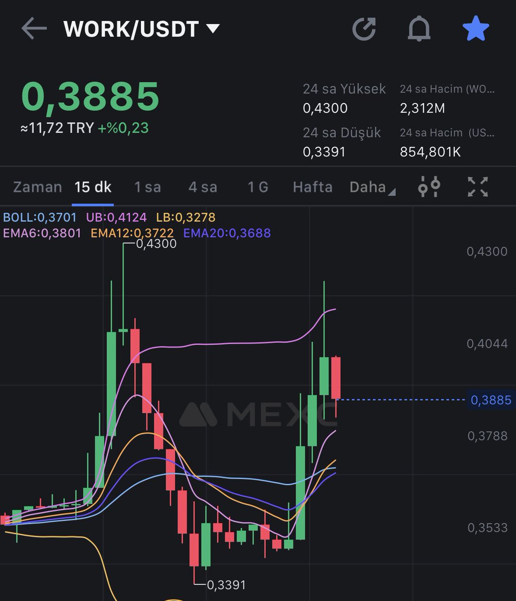 #work ‘de Bir Hareketlilik Var 🔥 Haydi Bakalım . 0,4400 Maliyet İle Bekliyorum 🔥 Hacim Gayet İyi Umarım Yine #mexc Borsasını Yakacağız 🚀🚀🚀