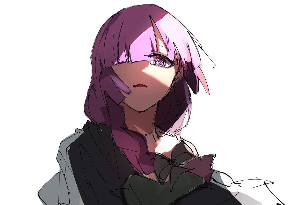 hiroi kikuri 1girl solo braid purple hair white background hair over shoulder @ @  illustration images