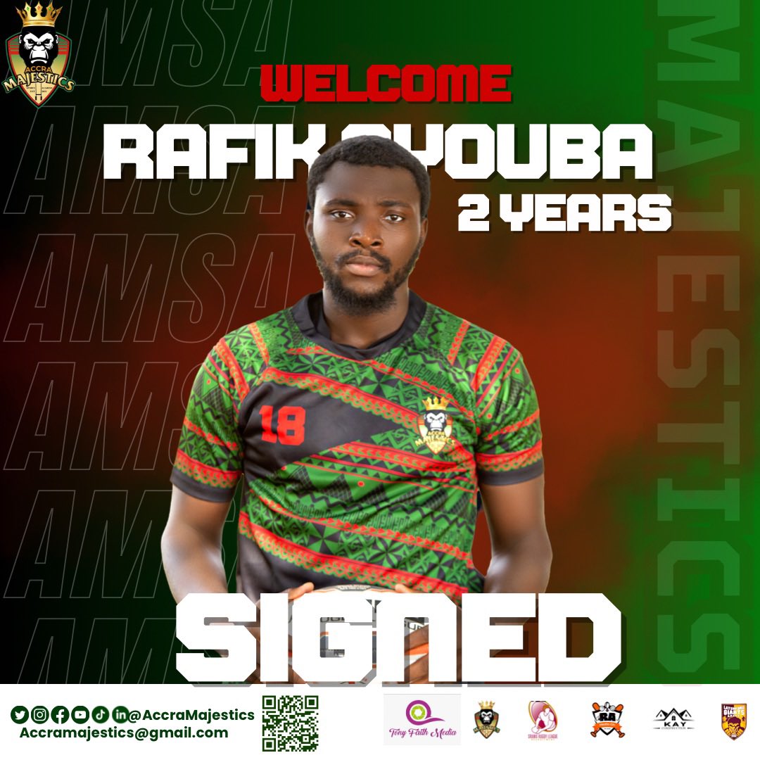 SIGNED & SEALED! Rafik Ayouba has signed a 2 year contract with Accra Majestics ahead of the 2024 Season Welcome back to the Majestics family 🎊👏🏿 #accramajestics #playersigning #rafikayouba #2024season #rugbyleague