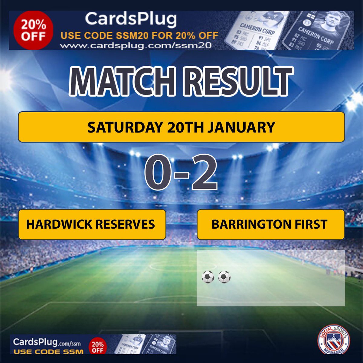 <a href="/BarringtonFC_1a/">Barrington FC</a> take all 3 points as they beat our reserves 2-0. Good luck for the rest the season guys 👍💛🖤