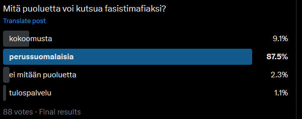 TomKeepIt's tweet photo. Koko Suomen kattavan kyselyn perusteella voi kutsua perussuomalaisia termillä fasistimafia.
#fasistimafia #fasisti #hallanvaara #mafia #ryyd #pedofilia https://t.co/wwW7bpCOmL