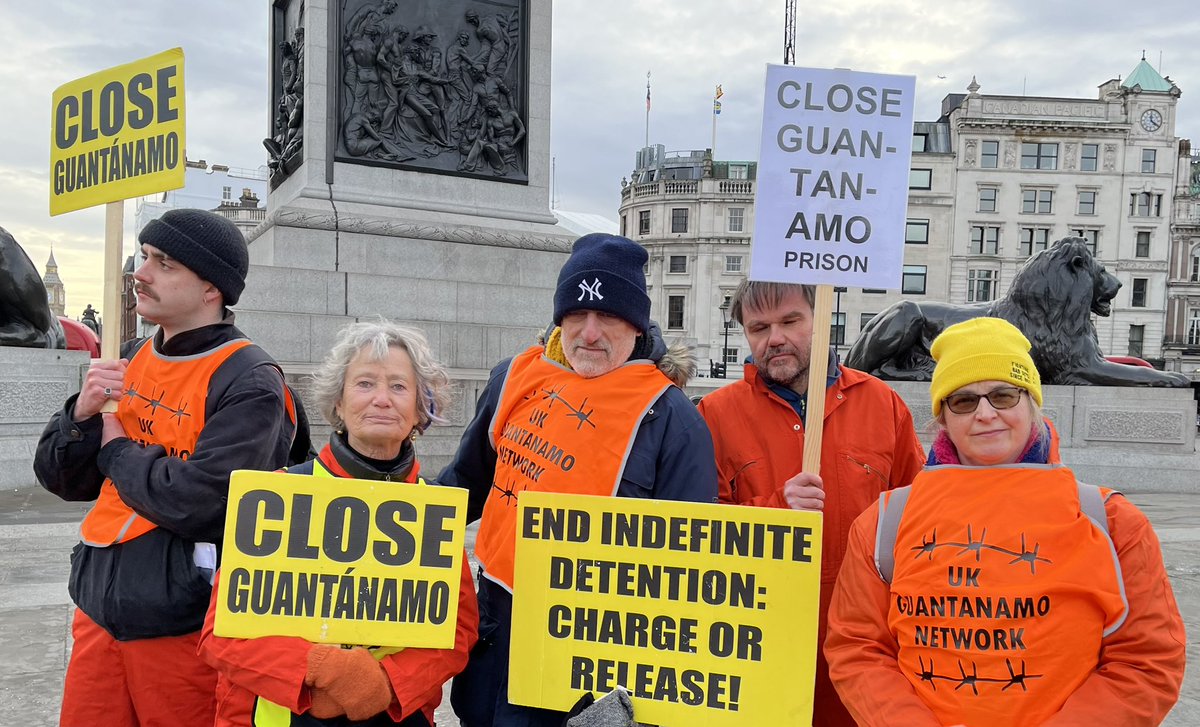 AmnestyReading's tweet image. Marking the 22nd anniversary of Guantanamo Bay. A procession from Parliament Square, demo &amp;amp; speakers in Trafalgar Square &amp;amp; handing in a petition at 10 Downing Street to ask @RishiSunak to press @POTUS to close this illegal detention centre. @UKGuantanamoNet @NewcastleAIUK