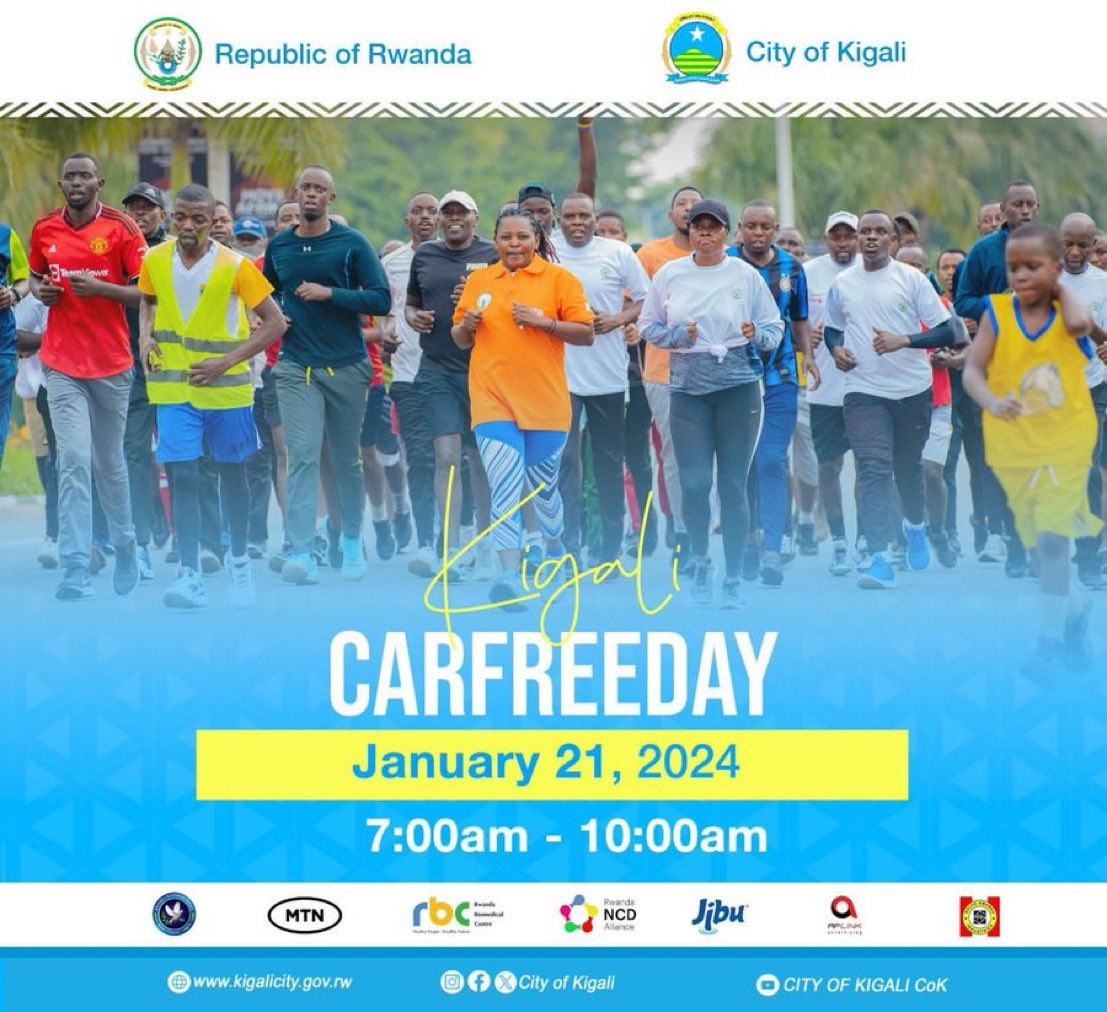 Don't miss Out!
A chance to Walk, Run, Bike, Enjoyment and more with #KigaliCarFreeDay

#HealthyCity to #BeatNCDs