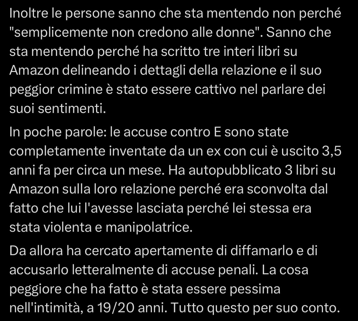 L’unica cosa a cui puoi ancora attaccarti dopo che sei stata sgamata. Il complotto con l’ex, i libri in vendita in cui parli della vostra mini conoscenza di un mese, tolto dalla vendita perché  ti descrivi come quella abusante ed in cui usi misoginia verso un’altra ex -