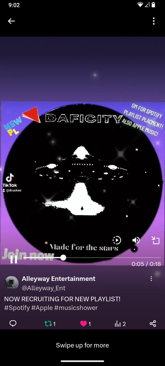 Alleyway_Ent's tweet image. DAFICITY IS NOW LOOKING FOR NEW MEMBERS! DM FOR INSTANT PLACEMENT! #Spotify #AppleMusic #PlaylistOfTheDay #Playlist #playlistcurator