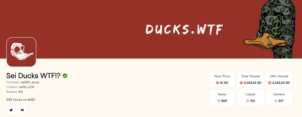 🎉 Now On Pallet! | LFG Ducktastic Giveaway? 

🦆 4x Sei Ducks NFT!🪙

To Enter: 
1️⃣ RT + Like 
2️⃣ Follow <a href="/SEI_Ducks/">Sei Ducks WTF!?</a> 

#SeiNFT #Sei